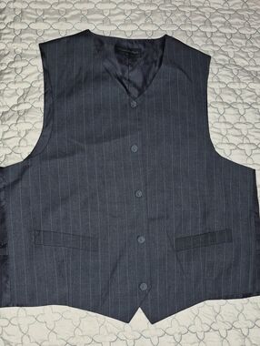 Men's Pinstripe Dress Vest - Dark Navy